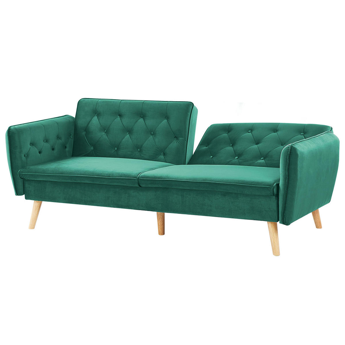 2-SITZER-SCHLAFSOFA Samtstoff Dunkelgrün Bardu - Dunkelgrün, Textil (213/84/106cm) - Beliani