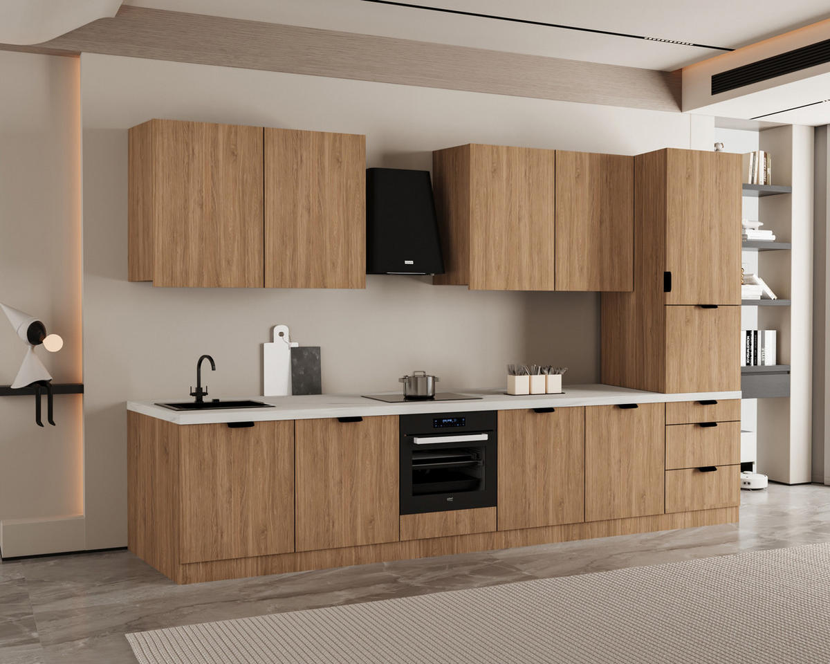 KÜCHENZEILE 360 cm - Sorento KS8-M360 - in Sonoma Eiche - Sonoma Eiche, Holz (360/247/52cm)