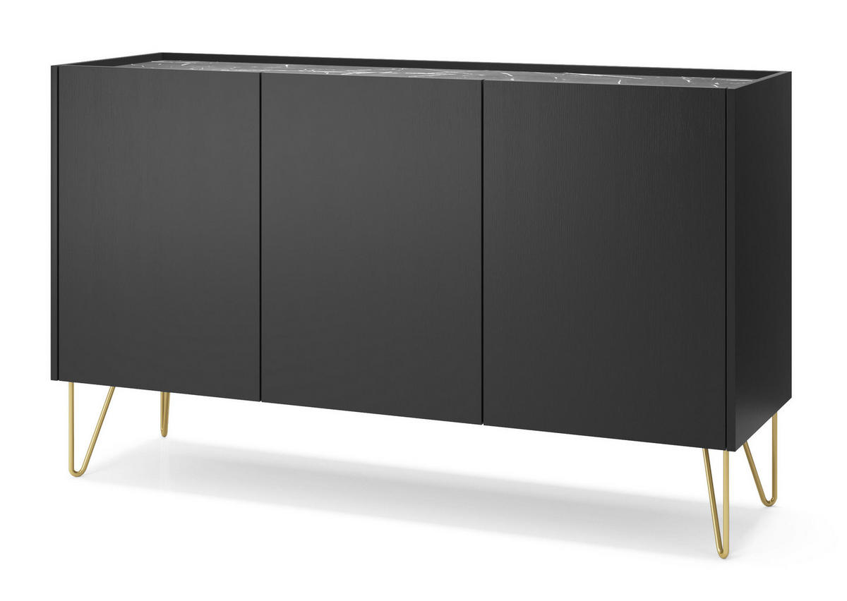 SIDEBOARD SCHWARZ - Schwarz, Holzwerkstoff (144/83/37cm) - FURNLUX