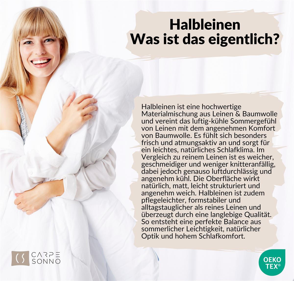BETTWÄSCHE Halbleinen 135x200 cm aus 55% Baumwolle 45% Leinen, Bettbezug 135 x 200 - Grau - Grau, Textil (135/200cm) - Carpe Sonno