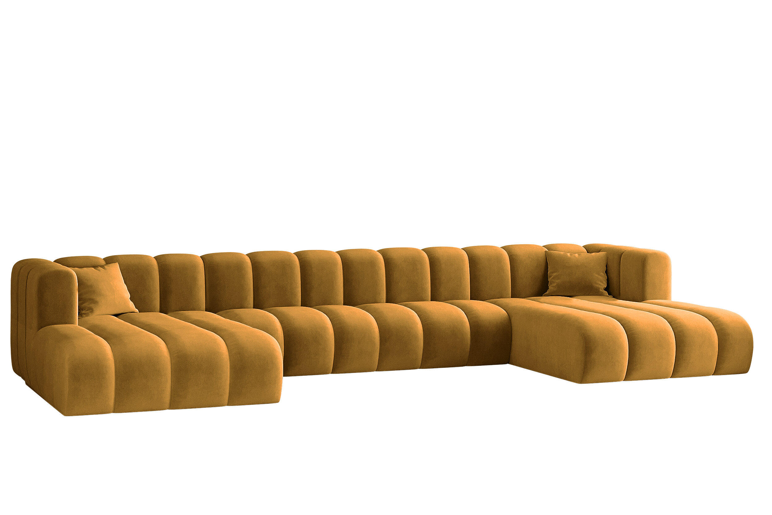 ECKSOFA, U-from, Sofa Grand U XL modular stoff Salvador Gelb - Gelb, Holz (179/408cm) - Kaiser Möbel