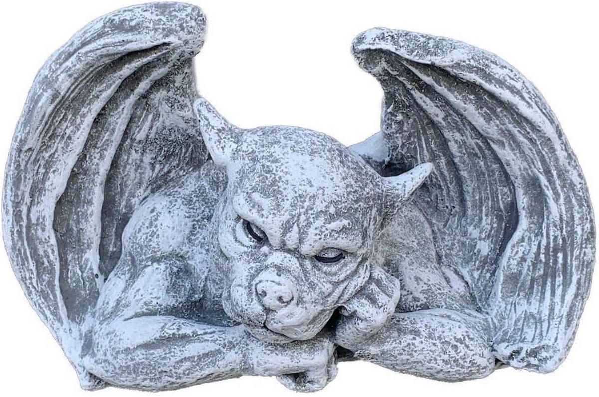 STEINFIGUR Gargoyle Denker frostfest Steinguss - Grau, Stein (20/17/20cm) - stoneandstyle