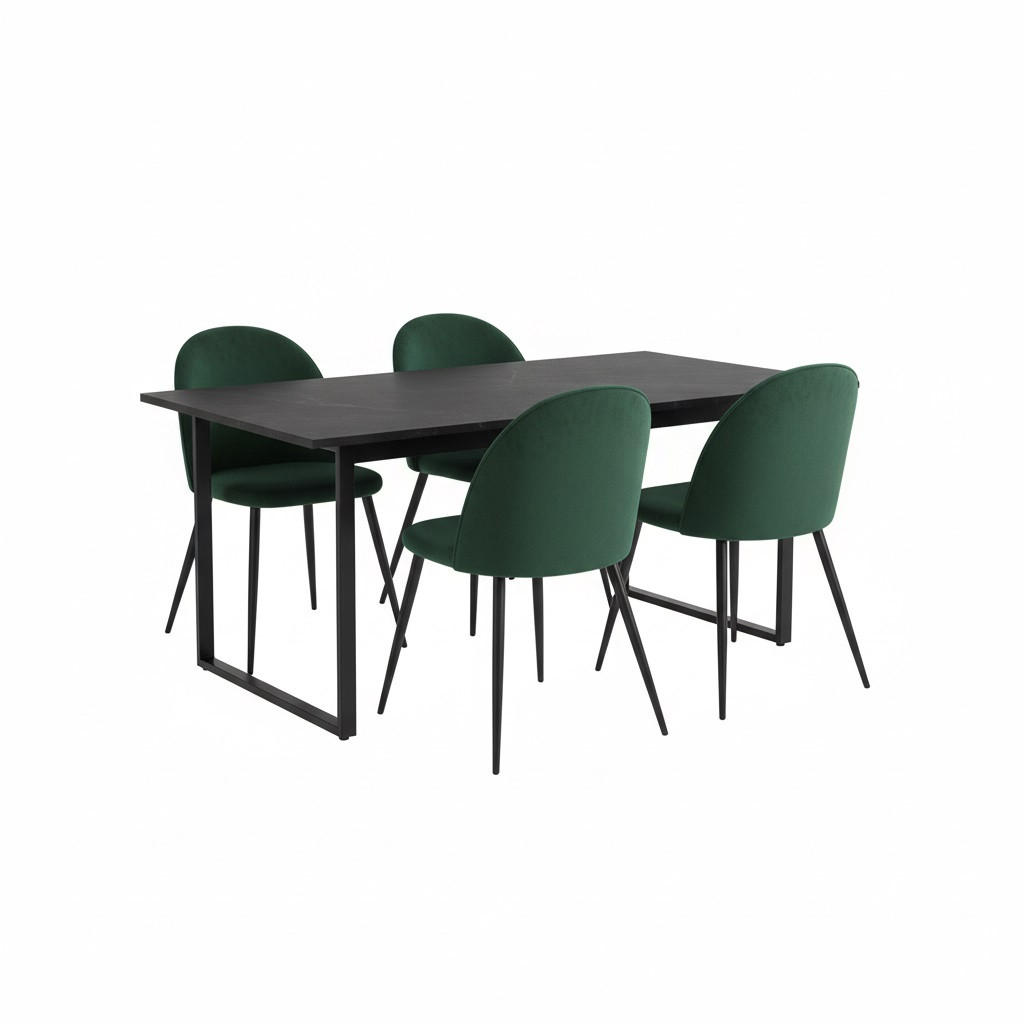 ESSGRUPPE 5-TLG. Tilst Schwarz, Grün - Grün, Holzwerkstoff/Textil (160/74/90cm) - ebuy24