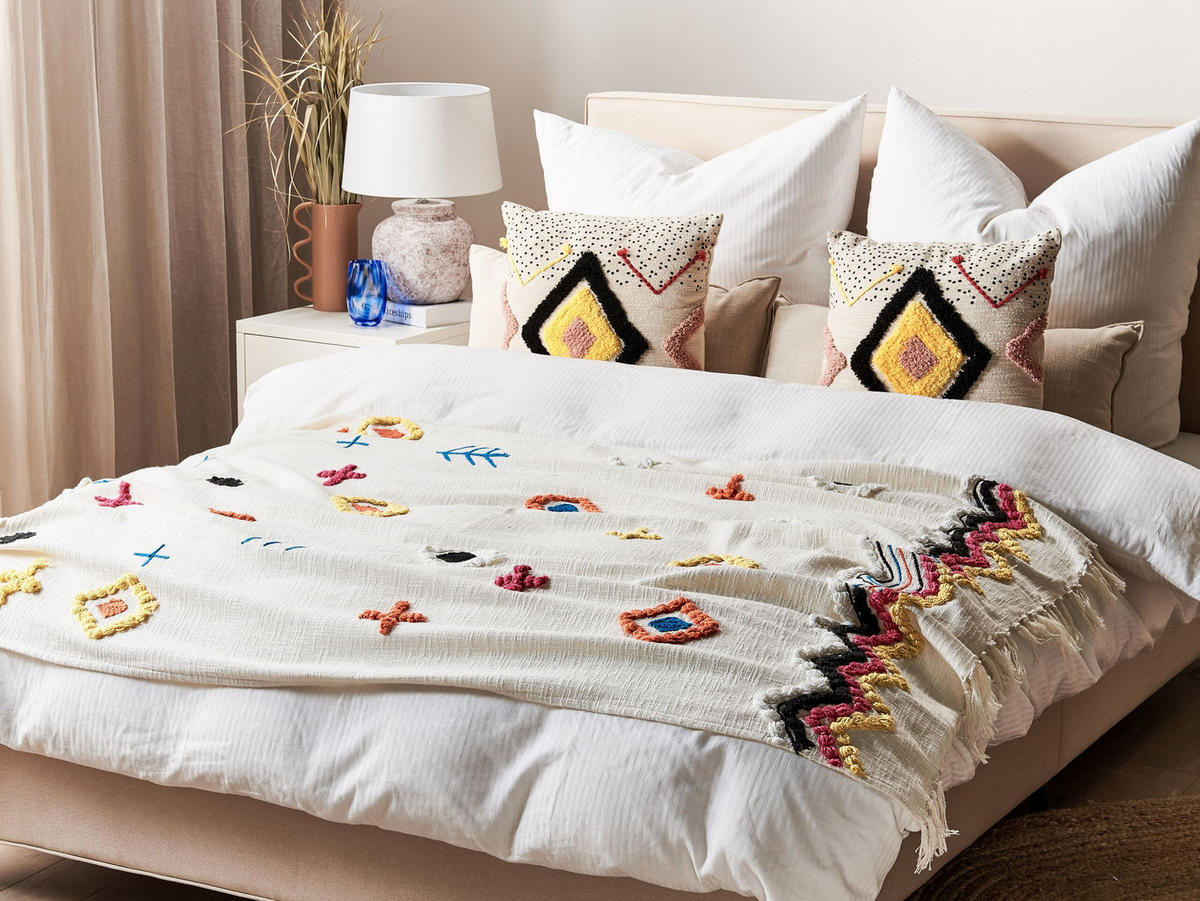 DECKE Bunt Morena 130/180 cm - Multicolor, Naturmaterialien/Textil (130/180cm) - Beliani
