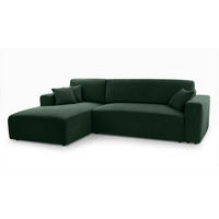 ECKSOFA L Form Catea Dunkelgrün 279/145/84 cm Links mit Schlaffunktion - Schwarz/Grün, Kunststoff/Textil (145/279cm) - AX Living