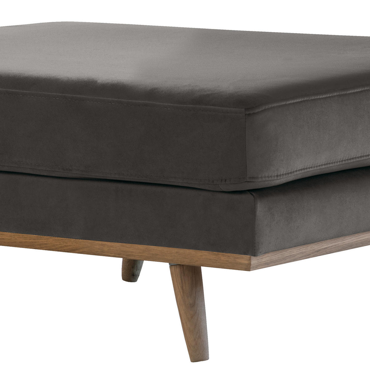 POLSTERHOCKER - Eichefarben/Dunkelgrau, Eichenholz/Textil (85/43/60cm) - home24