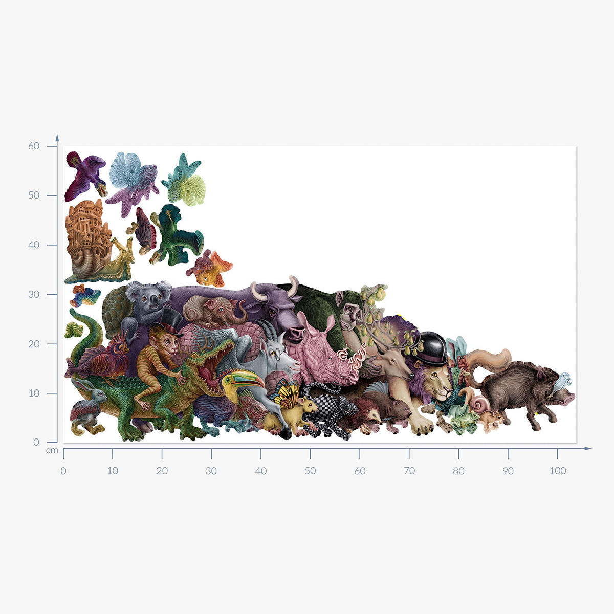 WANDAUFKLEBER 60x104cm - Magische Kreaturen - Multicolor, Kunststoff (60/104/0.1cm) - Wallfluent