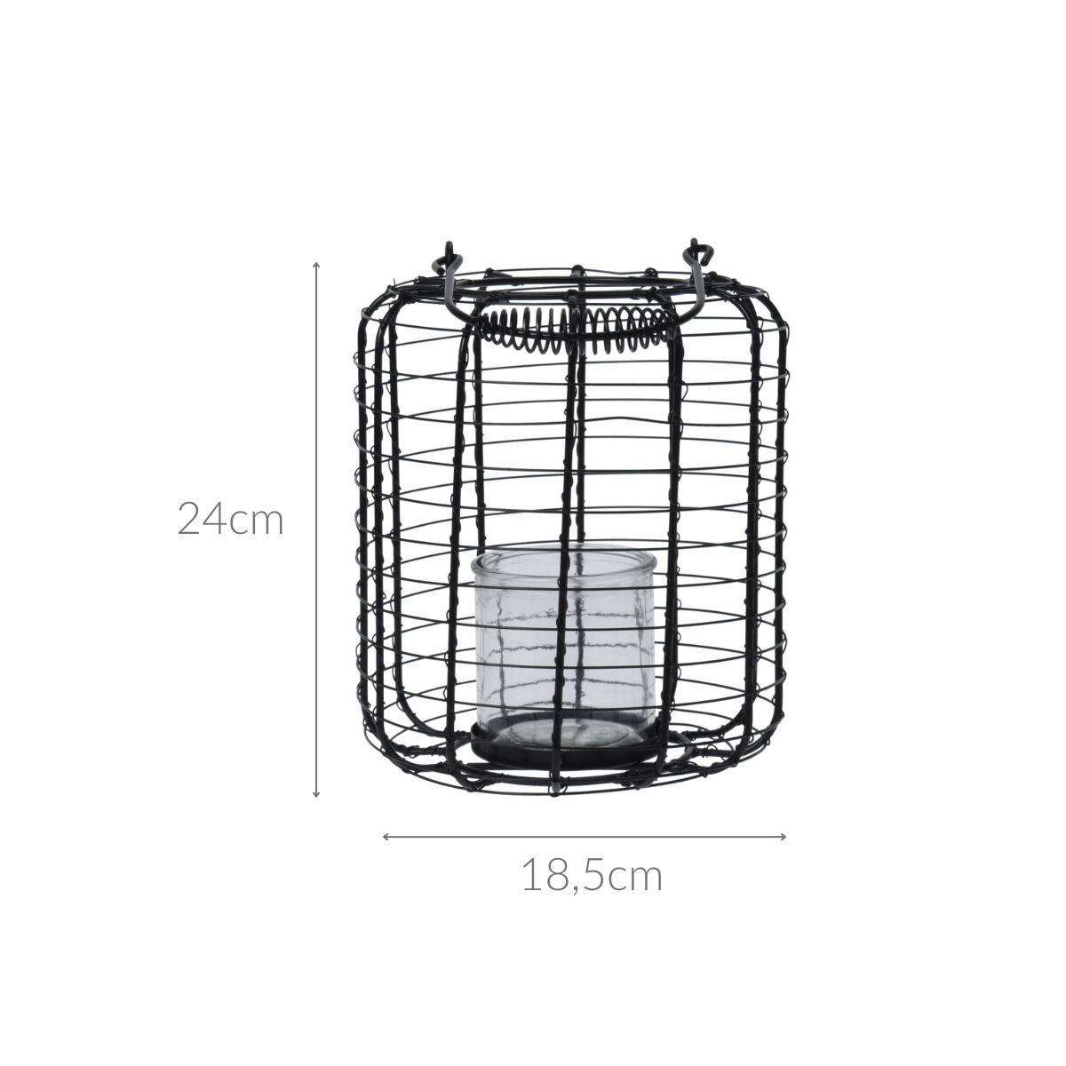 LATERNE Metall mit Windlicht schwarz Ø 18,5 cm - Schwarz, Metall (18.5/24/18.5cm) - Home Styling Collection