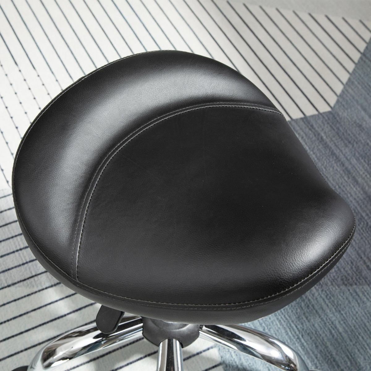 HÖJDJUSTERBAR rullpall, konstläder, hjul, svart - Svart, Metall (48/69/48cm) - SHOPENTRA