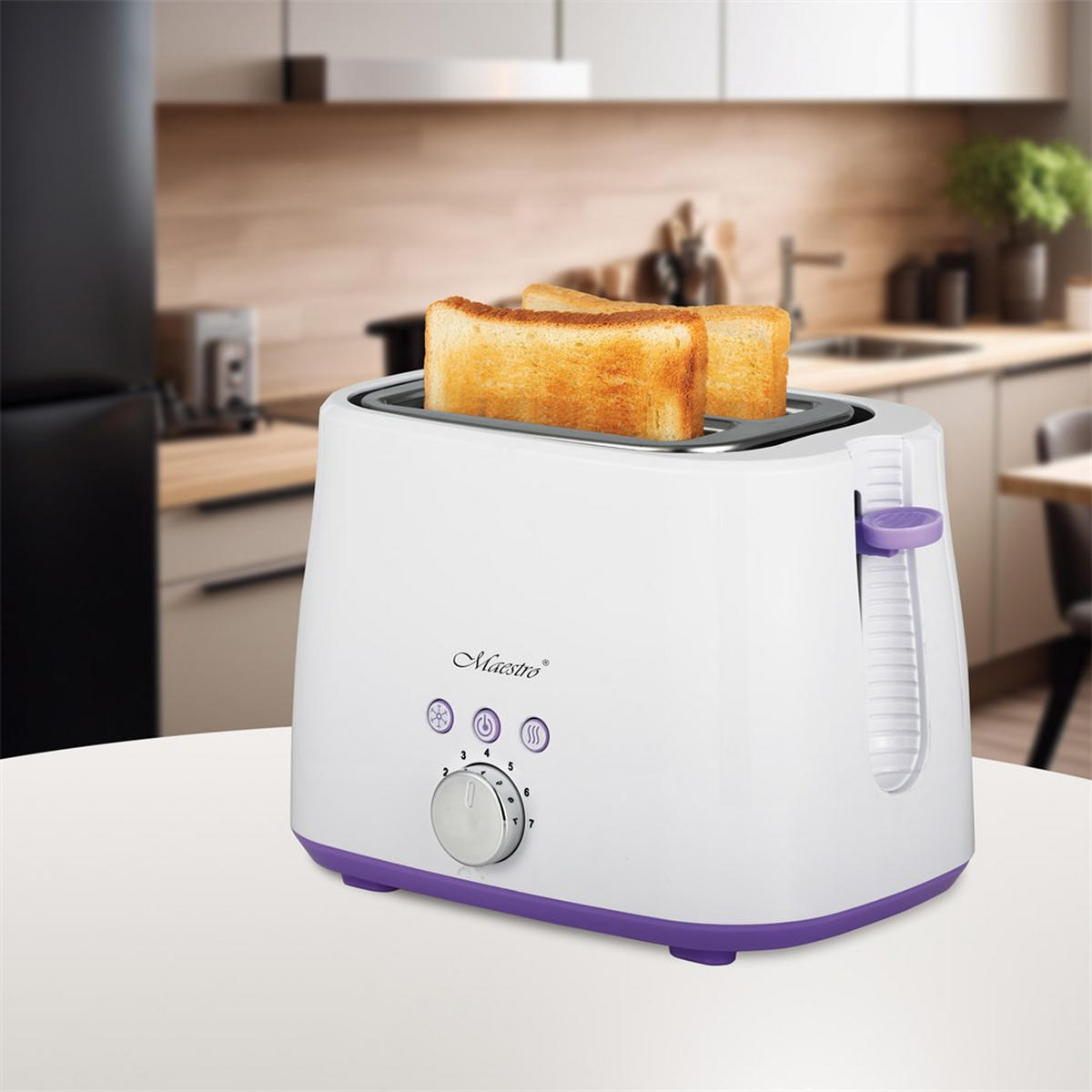 TOASTER Weiß 27.5/15.5/18.5 cm MR707 - Weiß, Kunststoff (15.5/18.5/27.5cm) - Maestro 