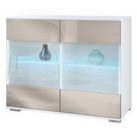KOMMODE Bari Sandgrau Hochglanz - Sandfarben, Holzwerkstoff (92.5/75.5/35cm) - Vladon