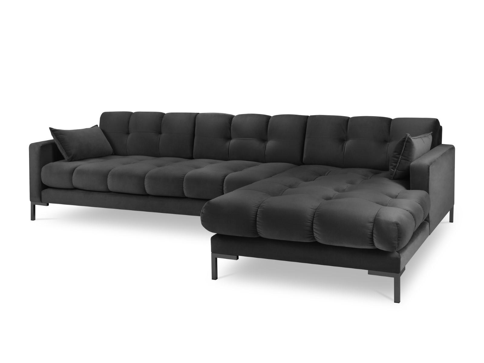 ECKSOFA rechts Mamaia aus Samt dunkelgrau 5 Sitzplätze - Dunkelgrau, Textil (185/293cm) - Micadoni