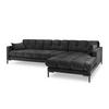 ECKSOFA rechts Mamaia aus Samt dunkelgrau 5 Sitzplätze - Dunkelgrau, Textil (185/293cm) - Micadoni
