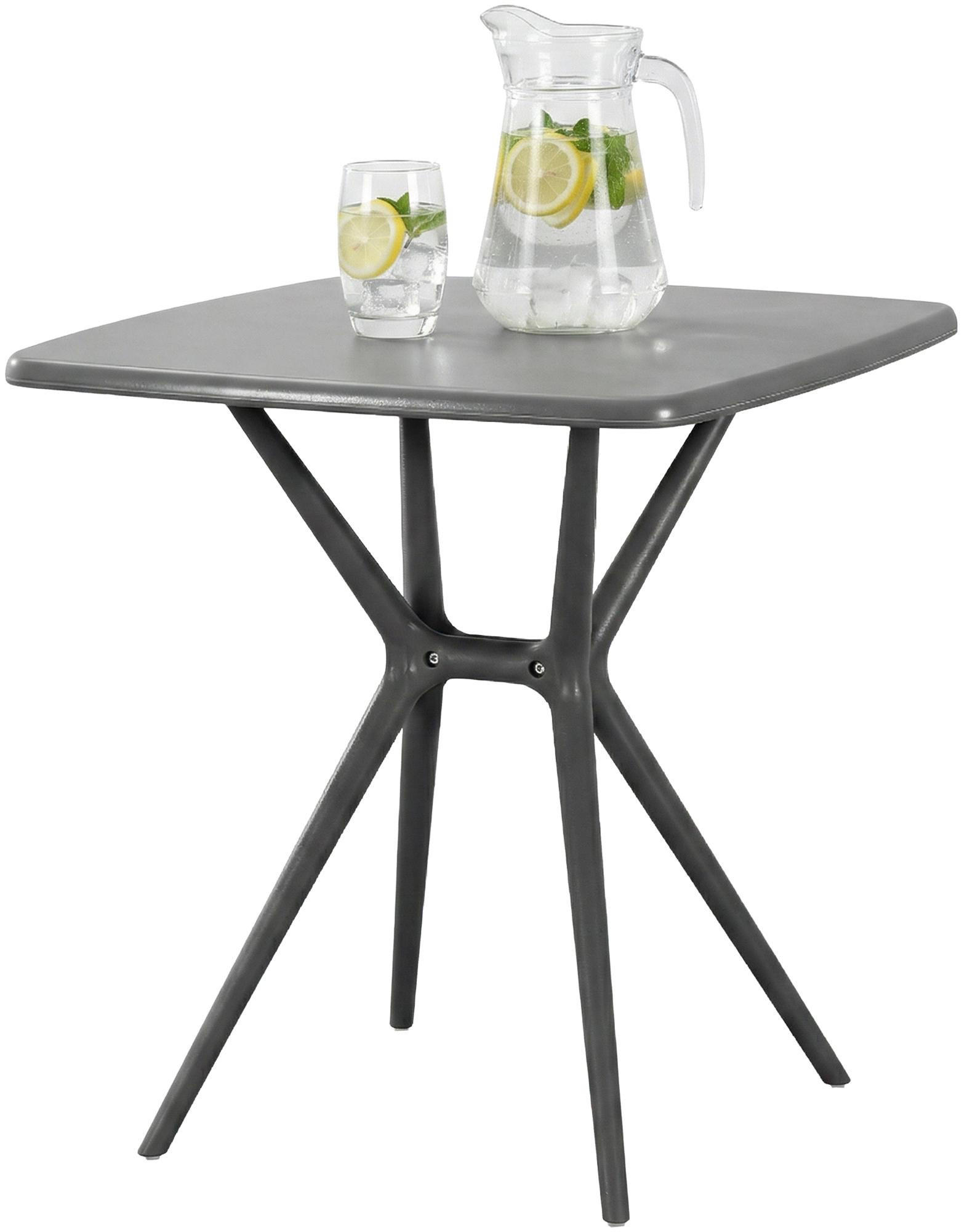 GARTENTISCH Sven eckig 72x72x76cm Kunststoff Dunkelgrau Balkontisch - Dunkelgrau, Kunststoff (72/72/76cm) - DELUKE