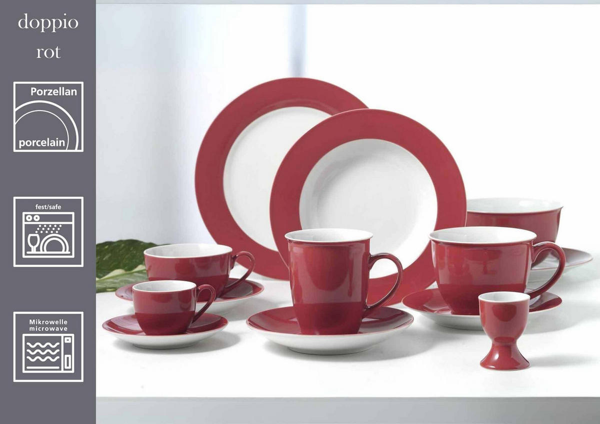 EINSTEIGER-SET Doppio Rot 16er Set - Rot, Keramik (1/1/1cm) - Ritzenhoff Breker