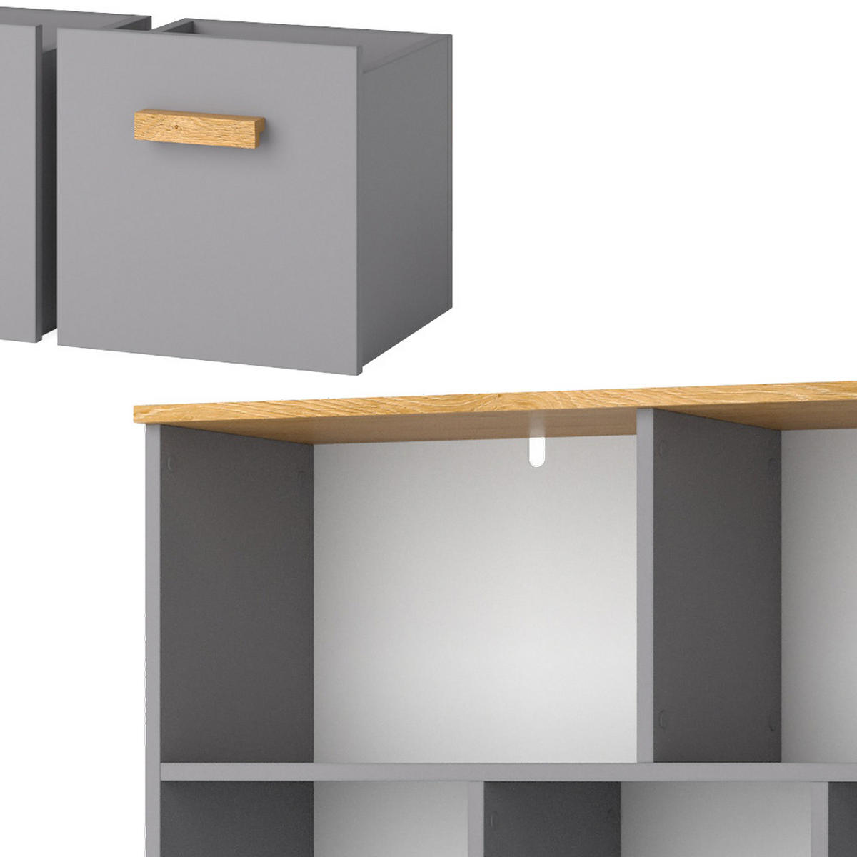 SPIELZEUGSCHRANK Malia Grau 98.4 x 113.4 cm - Grau, Holzwerkstoff (98.4/113.4/32.6cm) - VitaliSpa