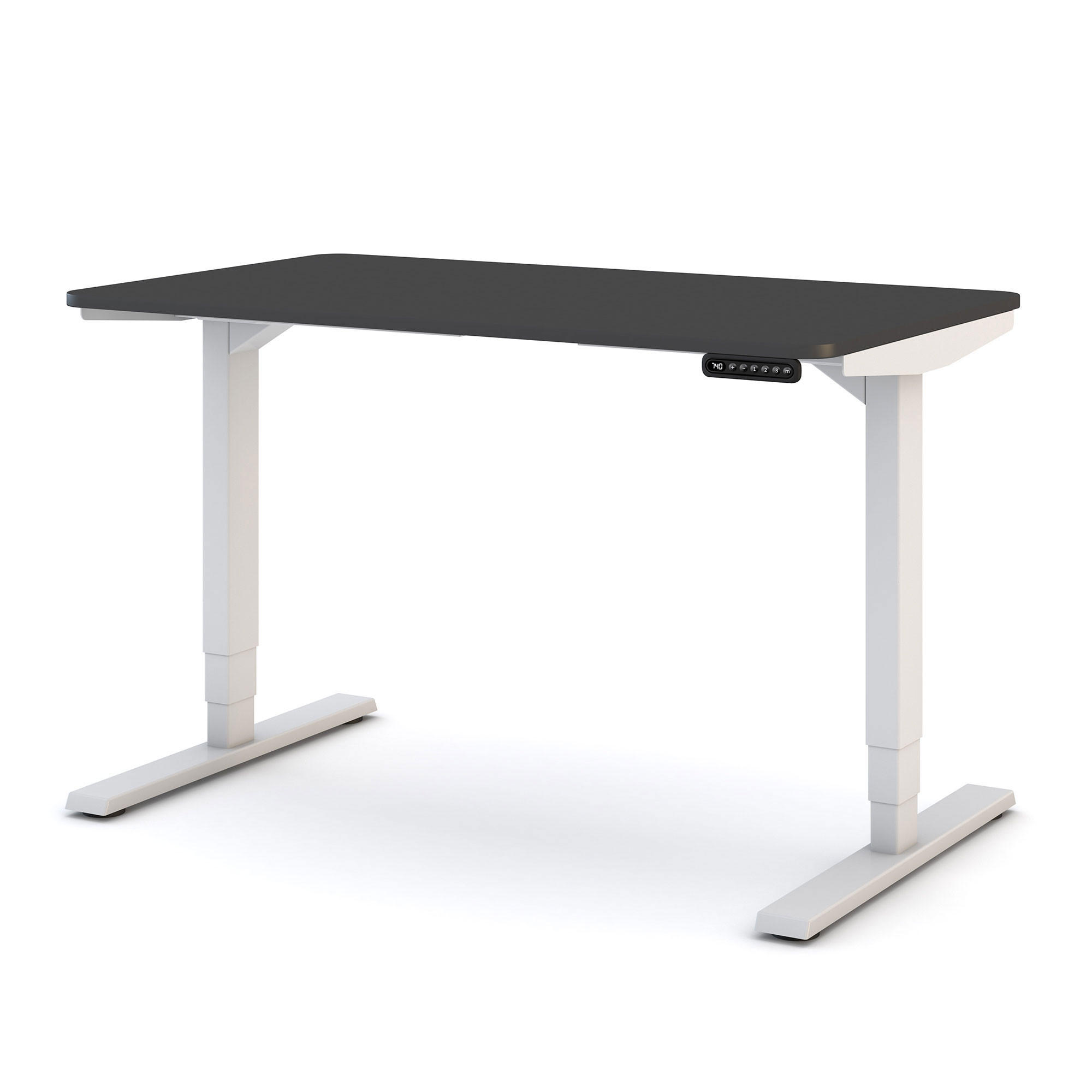 SCHREIBTISCH Elektrisch höhenverstellbarer Schreibtisch Y-Line Curved Anthrazit Signalweiß 140/80/62-127cm - Anthrazit/Weiß, Holzwerkstoff/Metall (80/140/127cm) - ASSMANN