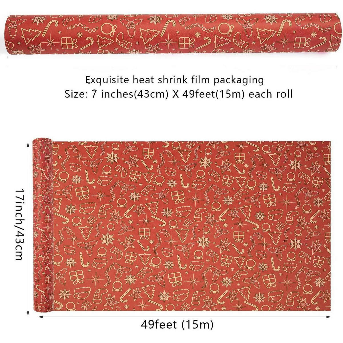 GESCHENKPAPIER Rolle Weihnachten Rot 43 cm x 15 m - Rot, Papier (43/0.1/1500cm)