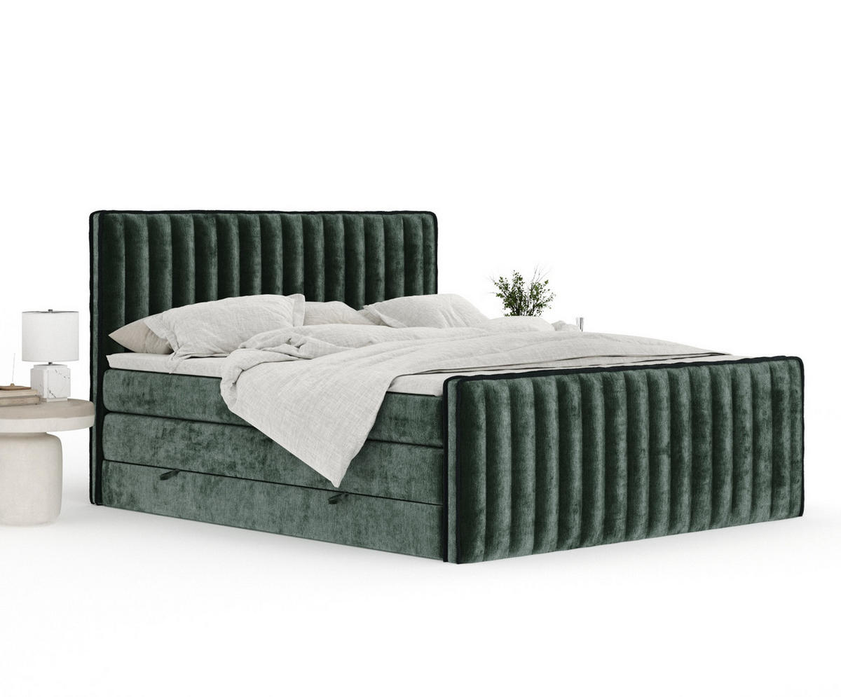 BOXSPRINGBETT Nocturne Grün 160/200 cm - Schwarz/Grün, Holz/Holzwerkstoff (160/200cm) - Maison de Reve