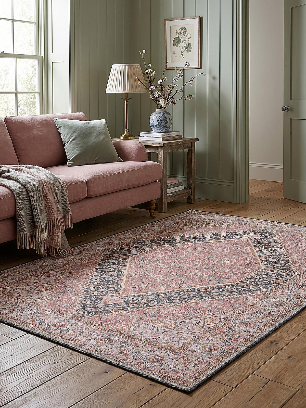 TEPPICH Waschbar HURST, orientalisch mit Medaillon, Rosa, 190 x 290 cm - Rosa, Textil (190/290cm) - KADIMA DESIGN