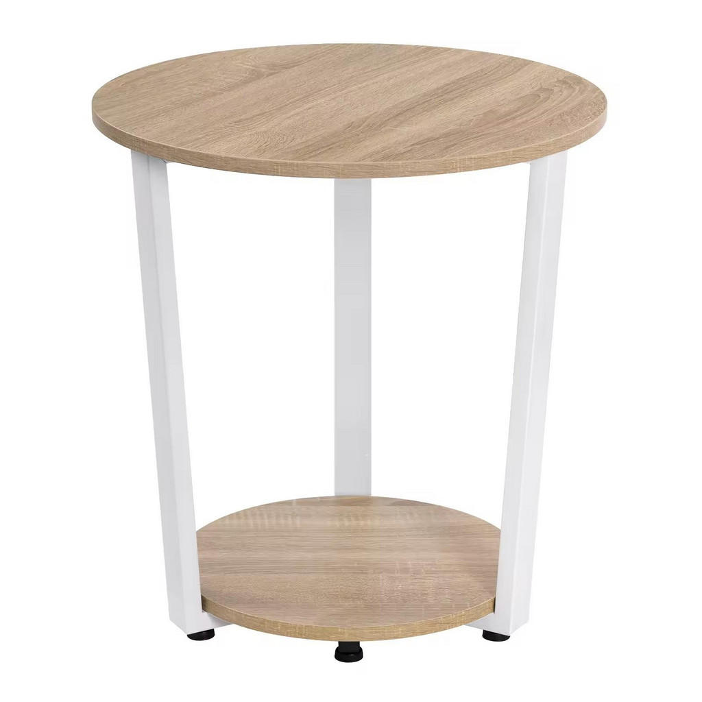 Modfu ODKLÁDACÍ stolek z dřeva a kovu 50x50x53 cm bílá/světlý dub se 2 policemi, kompaktní a stabilní