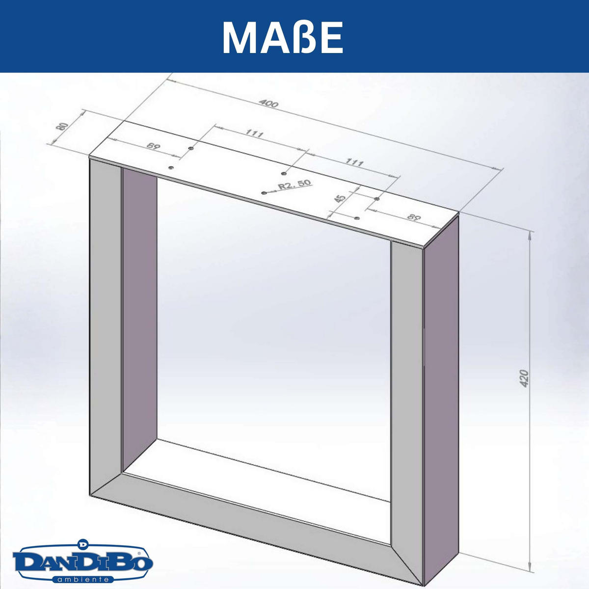 BANKGESTELL Metall Schwarz Set 43 x 40 cm Bank Füße Bankbeine Bankkufen Couchtisch - Schwarz, Metall (8/43/40cm) - DanDiBo
