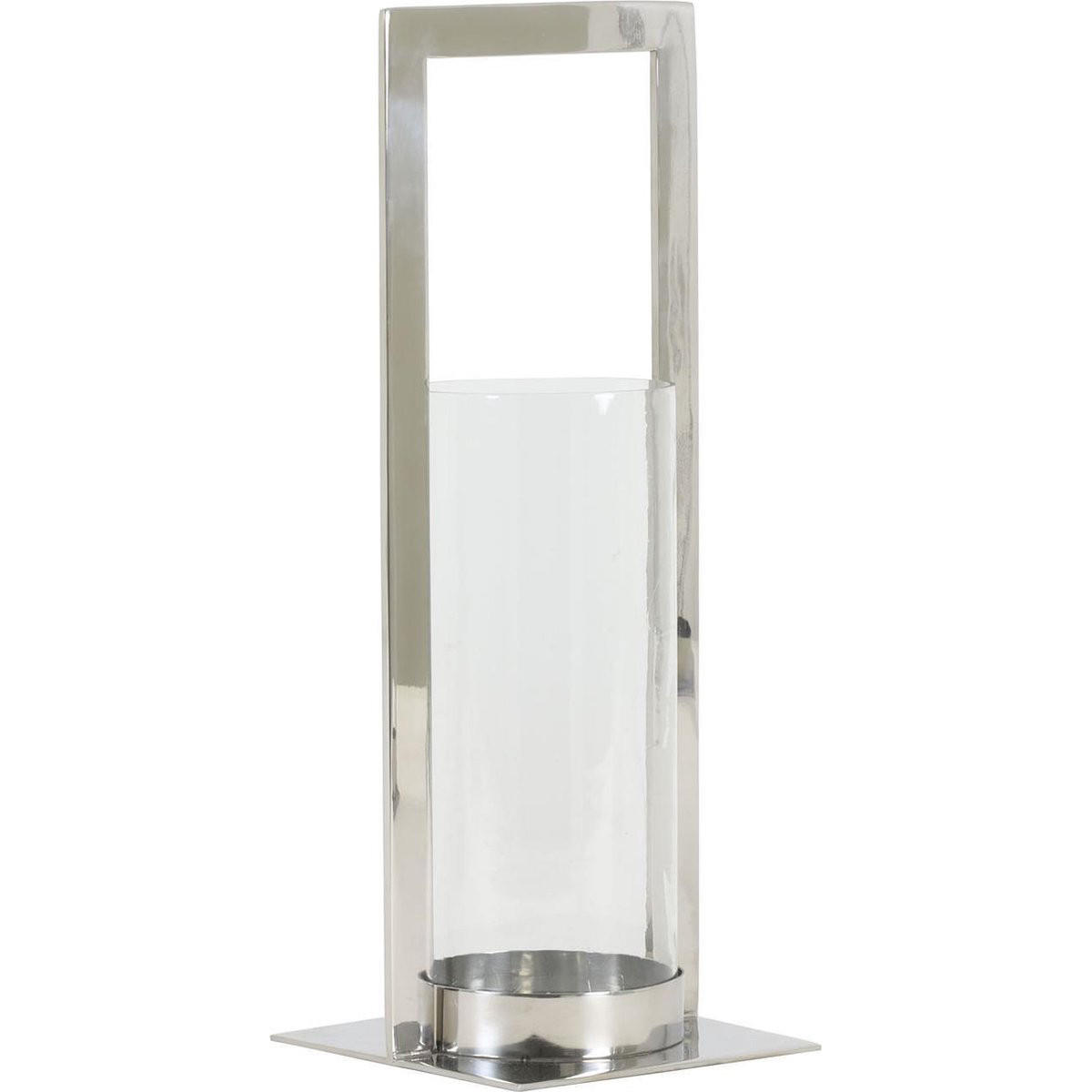 WINDLICHT JELCO 15x40 cm, Nickel/Glas, silber - Silberfarben, Glas (15/40/15cm) - Light & Living