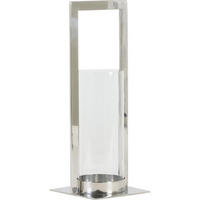 WINDLICHT JELCO 15x40 cm, Nickel/Glas, silber - Silberfarben, Glas (15/40/15cm) - Light & Living