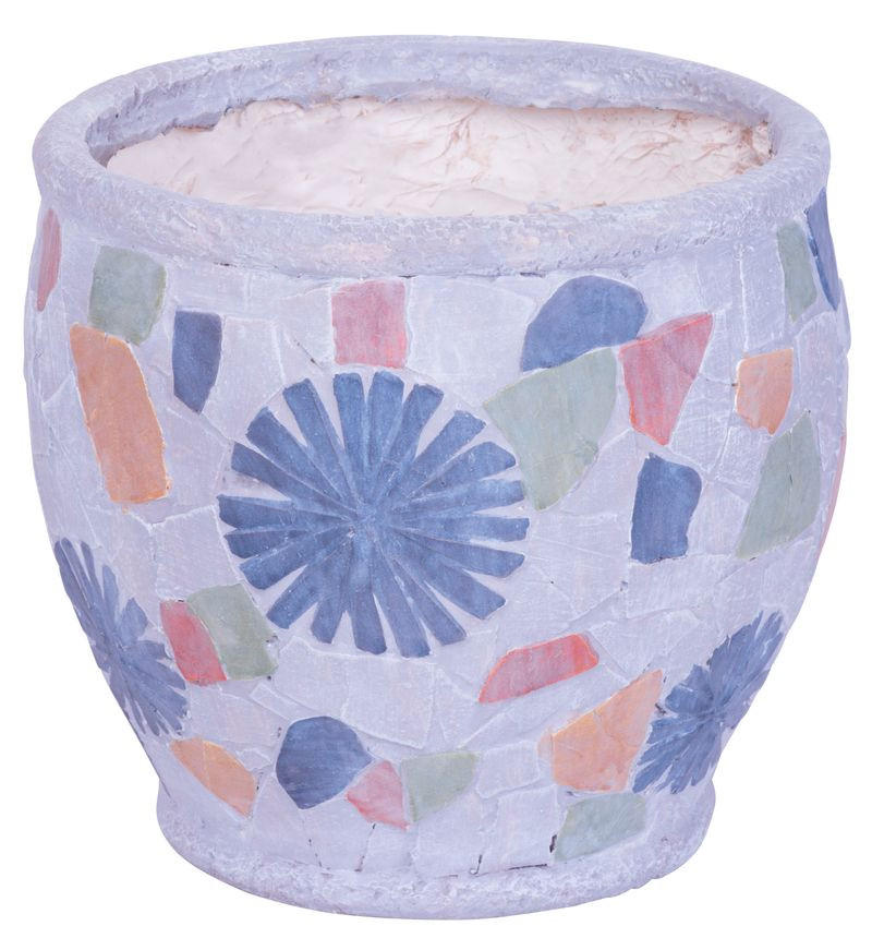 BLÜTENTOPF mit Mosaik, Grau, Keramik, 27,5x27,5x25cm - Grau, Kunststoff (25cm) - PROREGAL