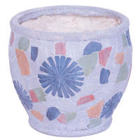 BLÜTENTOPF mit Mosaik, Grau, Keramik, 27,5x27,5x25cm - Grau, Kunststoff (25cm) - PROREGAL