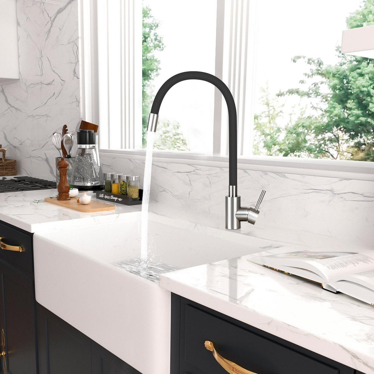 KÜCHENARMATUR Flutis 4.1/35.9/25.9 cm - Schwarz, Metall (4.1/35.9/25.9cm) - ZMH