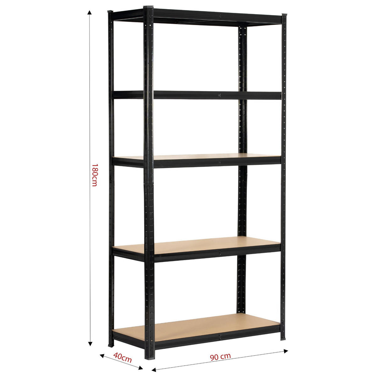 SCHWERLASTREGAL Schwarz 90x40x180 cm - Schwarz, Metall (90/180/40cm) - Akord
