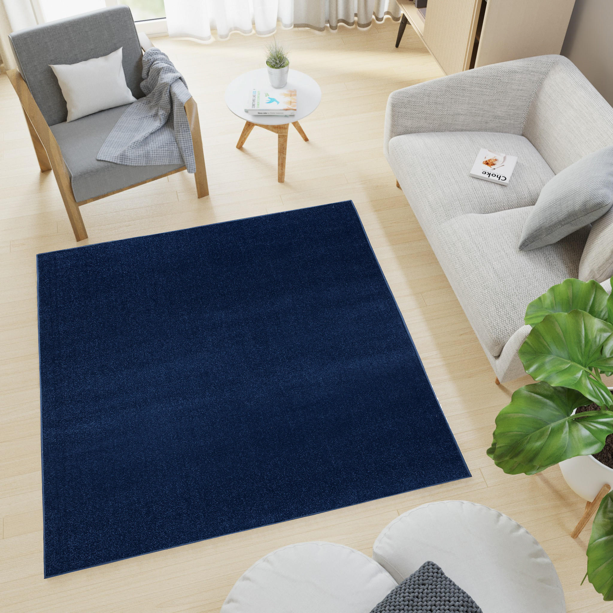 TEPPICH MONO SQUARE Dunkelblau 200/200 cm - Dunkelblau, Kunststoff (200/200cm) - Tapiso