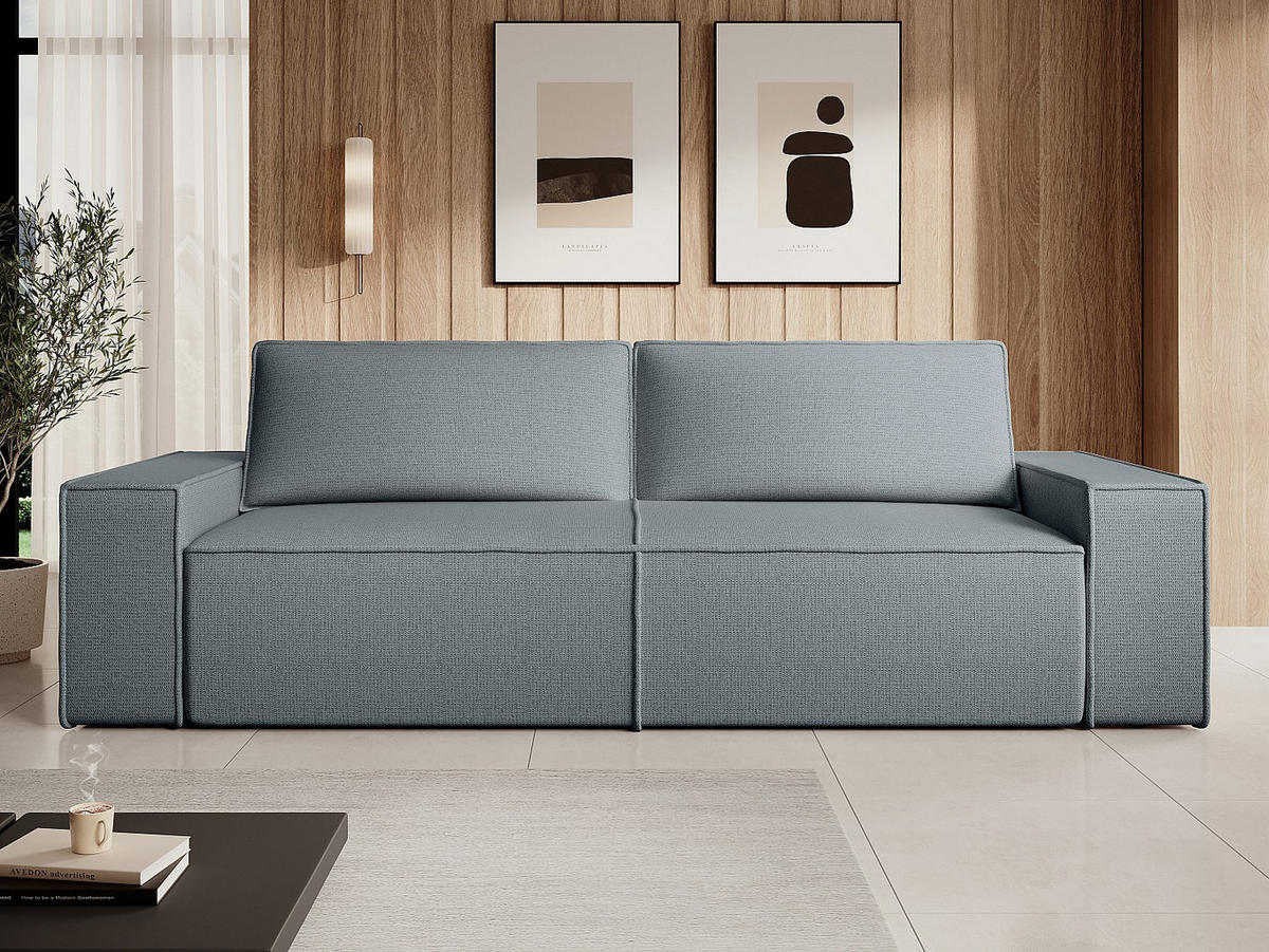 SCHLAFSOFA - 4 Personen - stoff - blau Amelia - Blau, Textil (257/85/102cm) - Vente-Unique