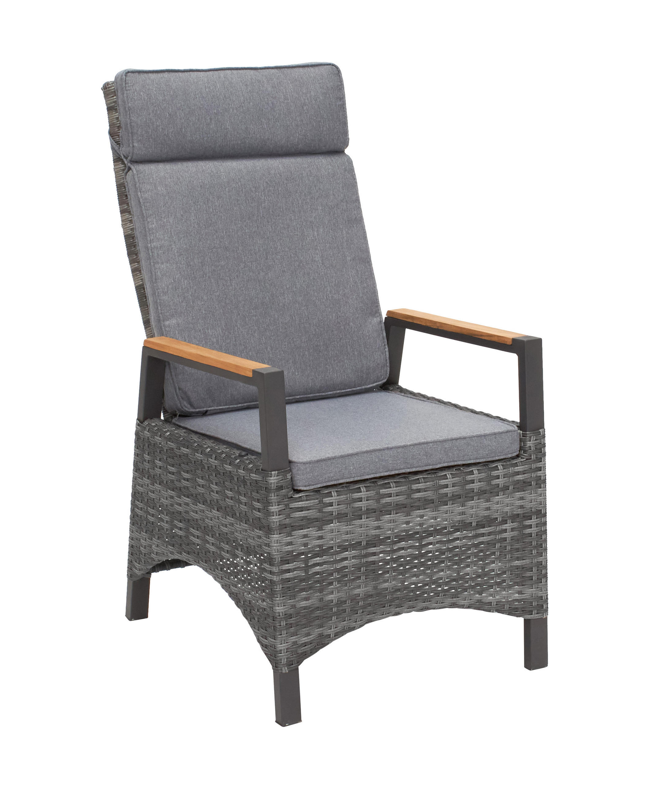 GARTENSTUHL Nizza 68x57x110 cm, Polyrattan, Teakholz, Grau - Grau, Kunststoff (57/110/68cm) - dasmöbelwerk