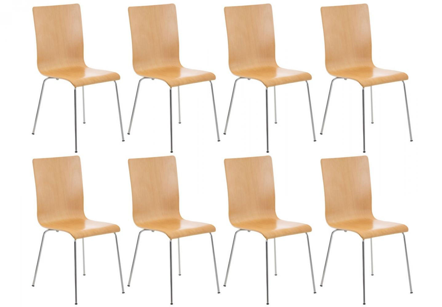 BESUCHERSTUHL 8er Set Holz natura - Eukalyptusholzfarben, Holz/Metall (43/87/47cm) - CLP