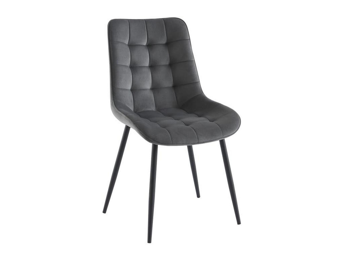 POLSTERSTUHL 2er-Set - Samt & schwarzes Metall - Grau - OLLUA - Grau, Textil (60/87/49.5cm) - Vente-Unique