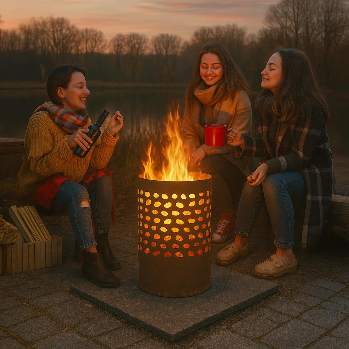 FEUERTONNE - Braun, Metall (37/60/37cm) - Relaxdays