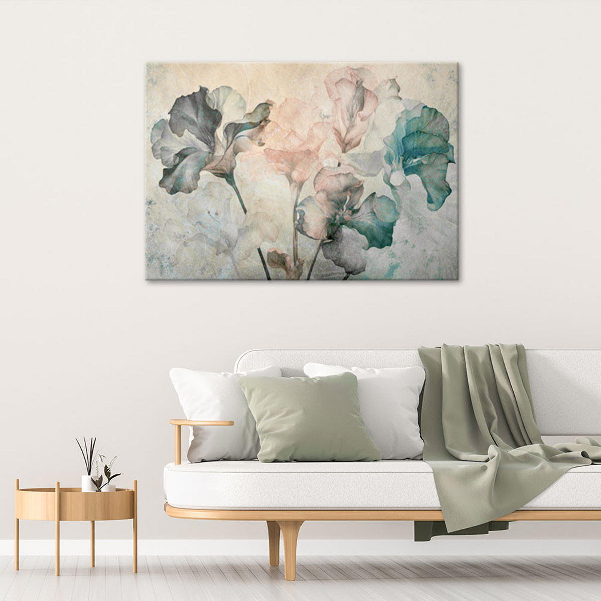 WANDBILD subtile irisblüte - Beige, Textil (60/40cm) - Feeby