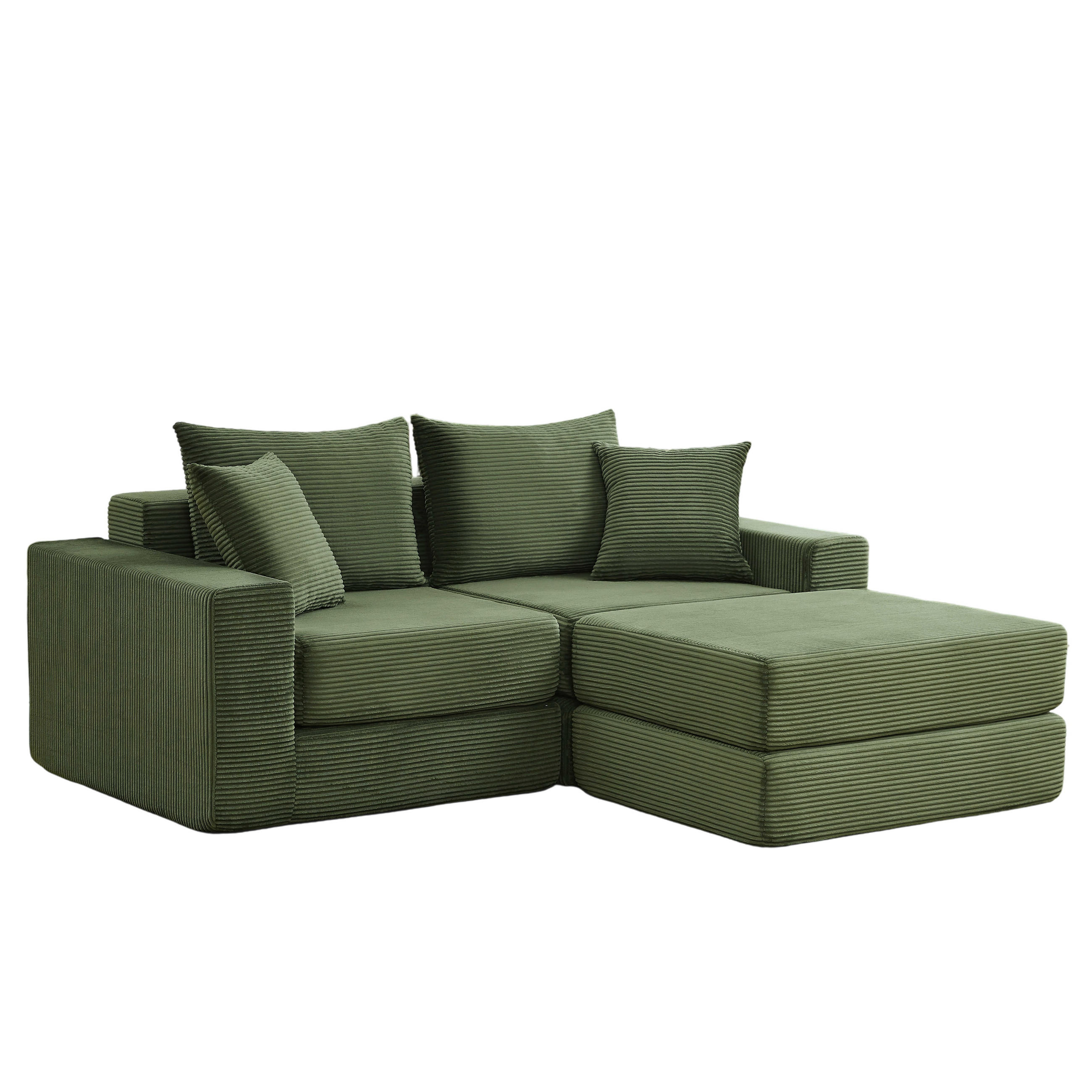 SOFA modulares Design Cord Grün - Grün, Kunststoff (96/259.5cm) - Meubliv