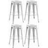 BARHOCKER 4er Set Metall antik weiß - Weiß, Metall (43/76/43cm) - CLP