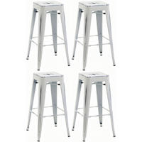 BARHOCKER 4er Set Metall antik weiß - Weiß, Metall (43/76/43cm) - CLP