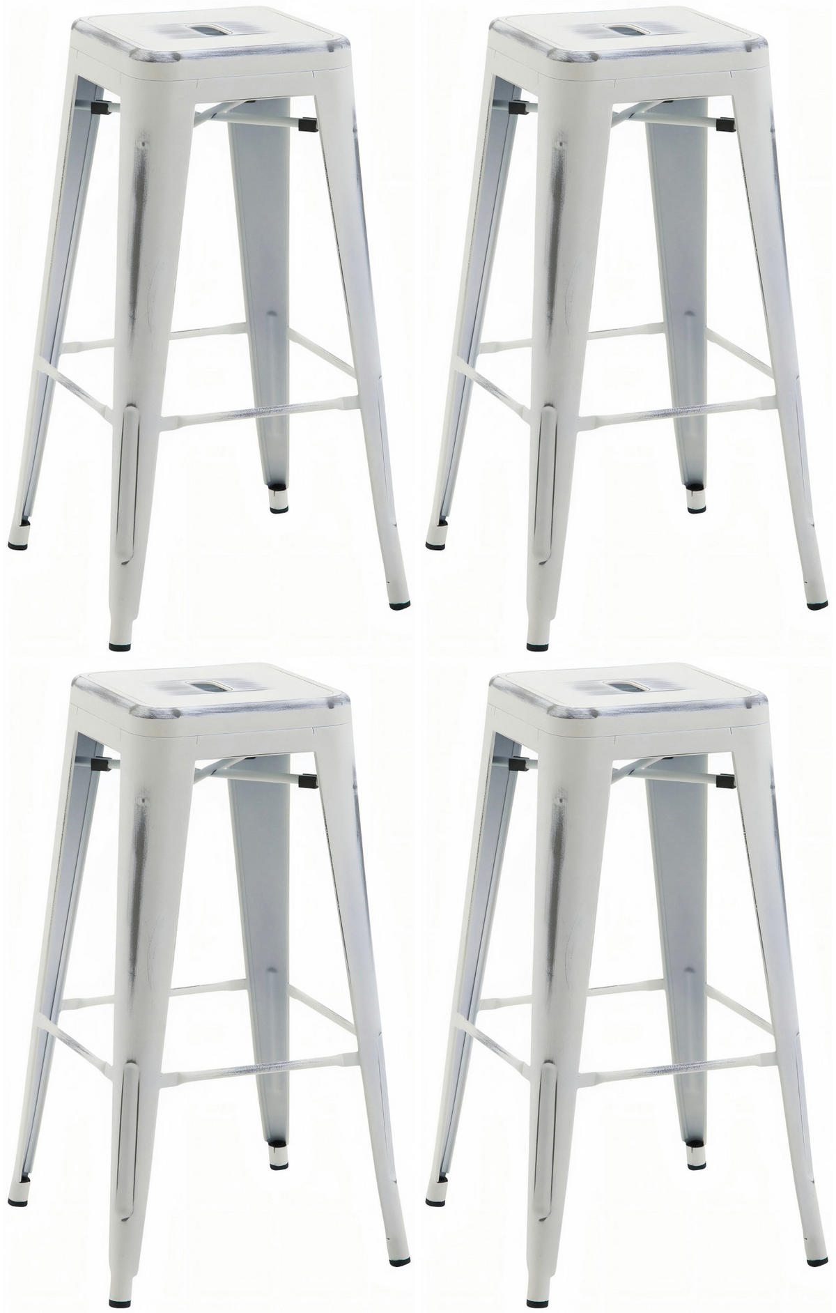 BARHOCKER 4er Set Metall antik weiß - Weiß, Metall (43/76/43cm) - CLP
