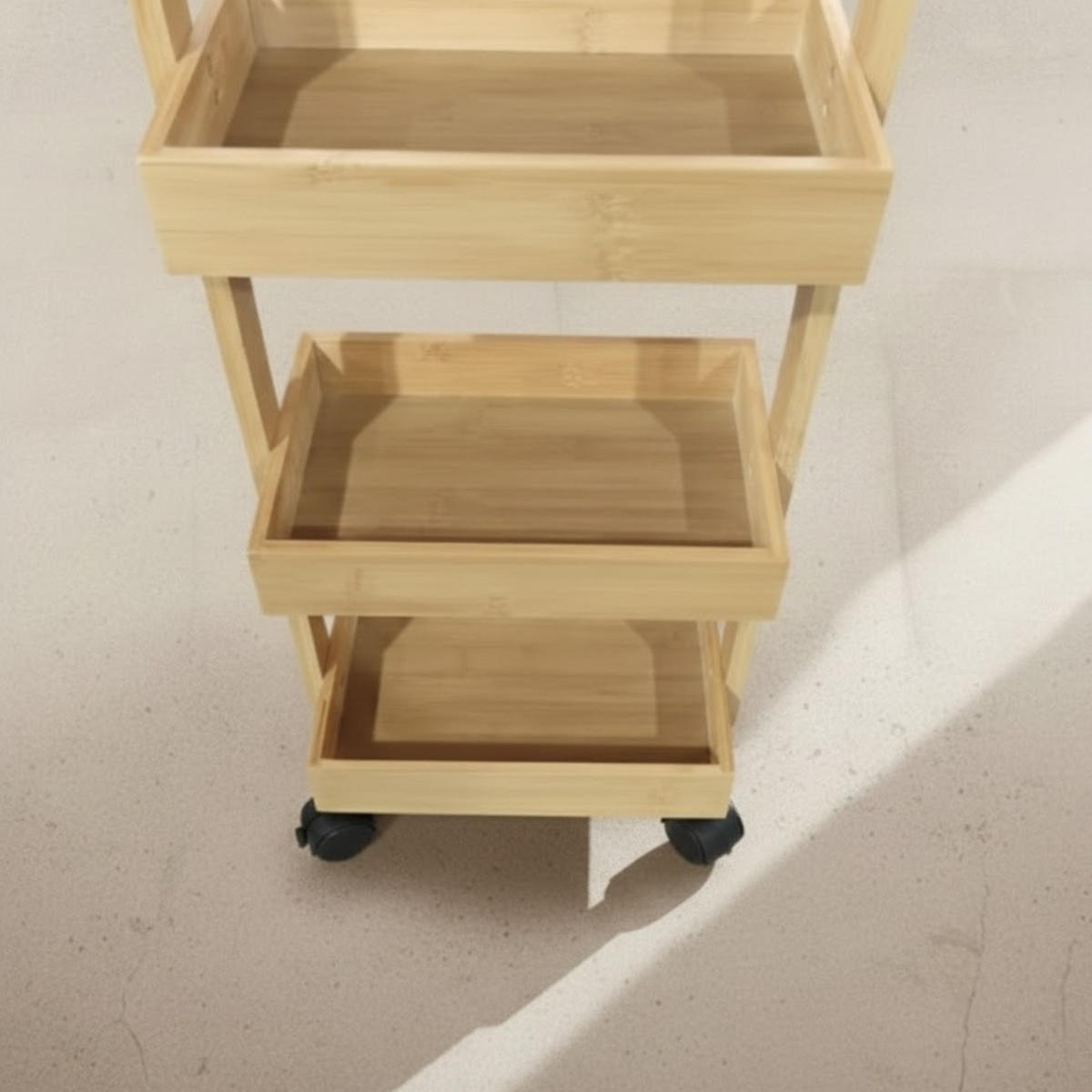 BAMBUSREGAL Vink 90 cm 4 Körbe - Beige, Naturmaterialien (16/90/28cm) - NUXIO