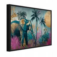 BILDER mit Rahmen Elefant Dschungel Bunt 150x100 cm - Multicolor, Metall (150/100cm) - Wallarena