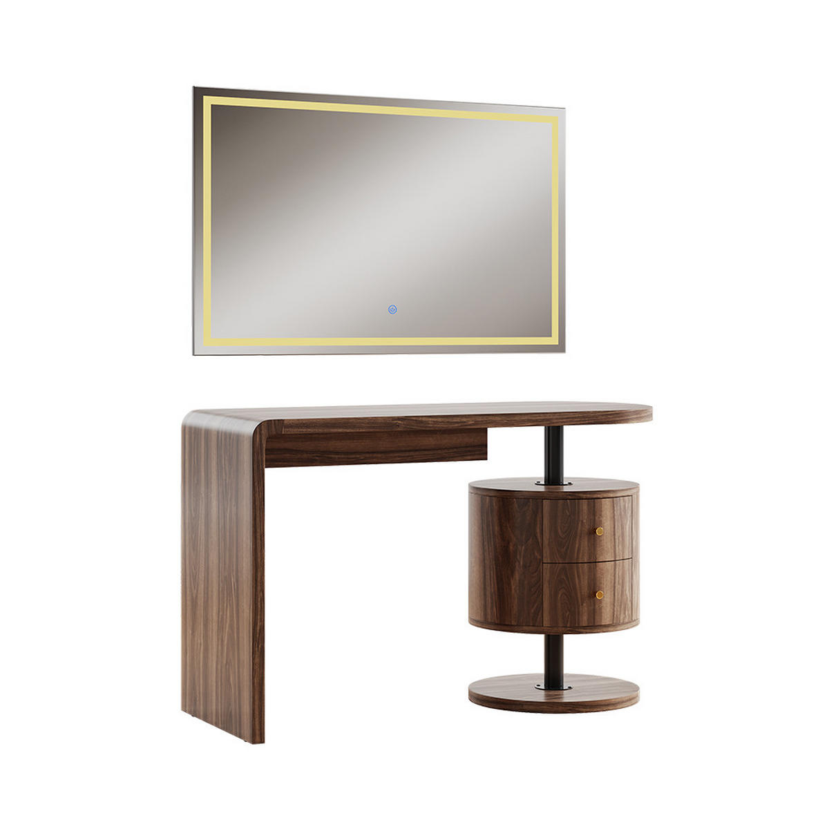 SCHMINKTISCH Lara Eiche rustikal 120 cm mit LED-Spiegel - Wildeiche, Holzwerkstoff (120/76/50cm) - Vicco