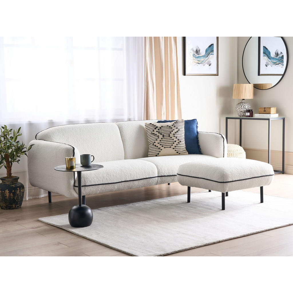Thumbnail - Beliani 3-Sitzer-Sofa, Weiß, Schwarz, Textil, 198x78x85 cm, Wohnzimmer, Sofas & Couches, Sofas, 3-Sitzer Sofas
