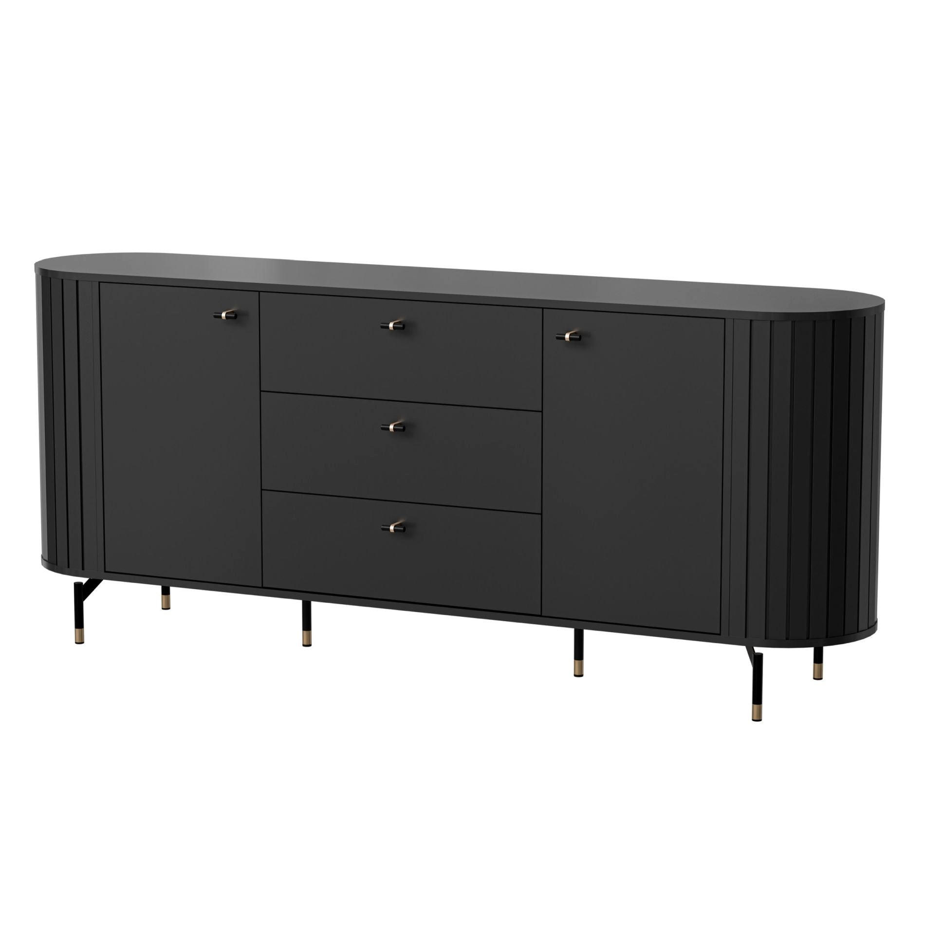 KOMODA Zante černá 190 cm - černá/zlatá, kov/kompozitní dřevo (190/81/40cm) - Selsey