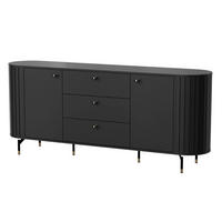 KOMODA Zante čierna 190 cm - čierna/zlatá, kov/kompozitné drevo (190/81/40cm) - Selsey