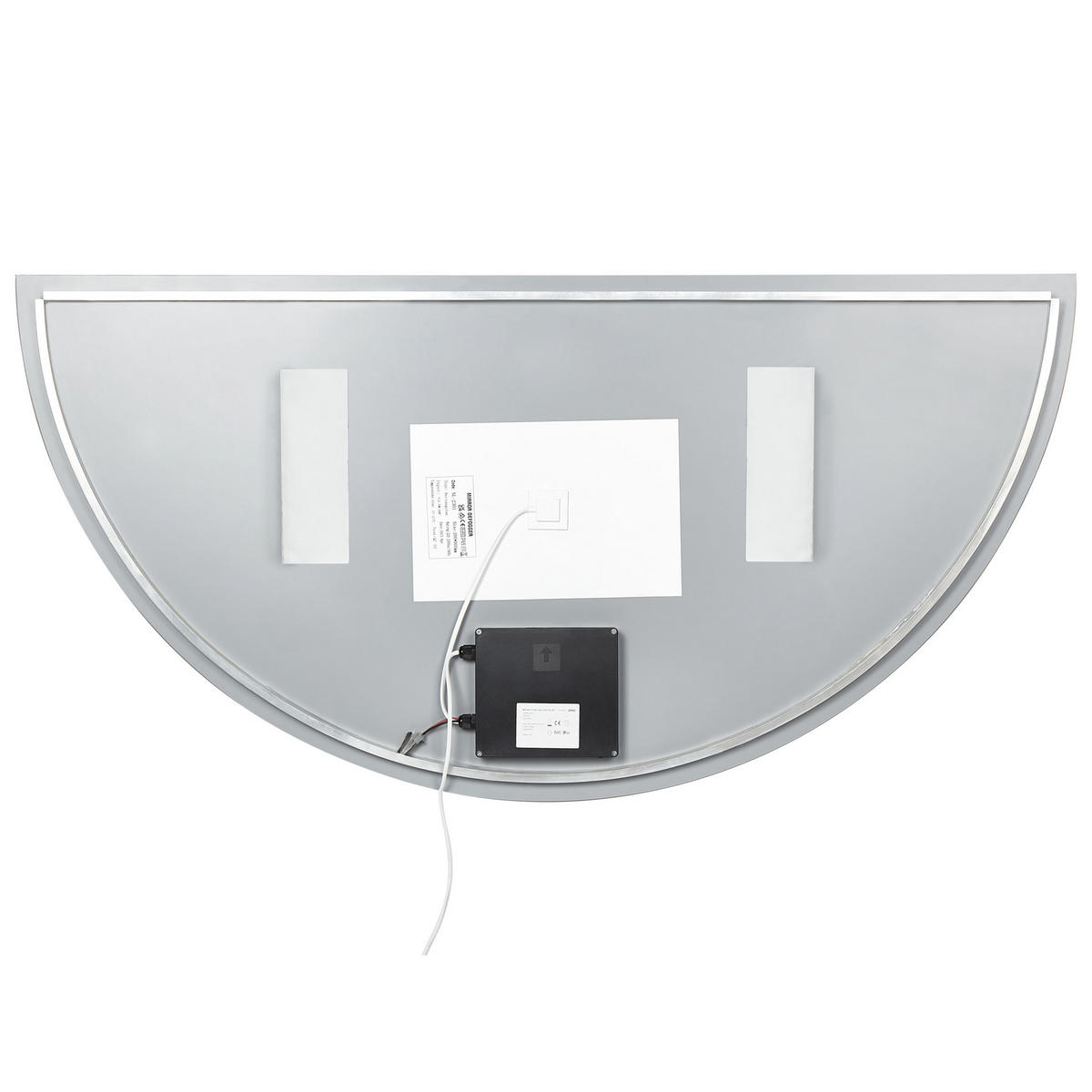BADSPIEGEL mit LED-Beleuchtung halbrund 50/100 cm Loue - Silberfarben, Glas (50/100/4cm) - Beliani